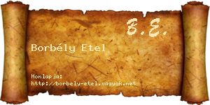 Borbély Etel névjegykártya
